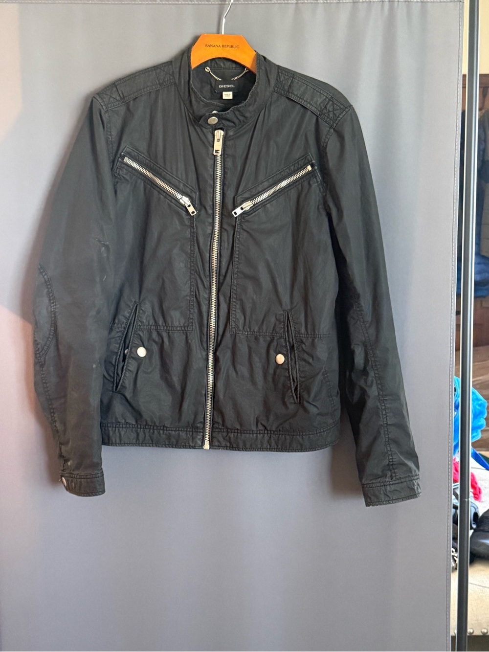 Diesel Black Lightweight Zip-Front Shirt Jacket